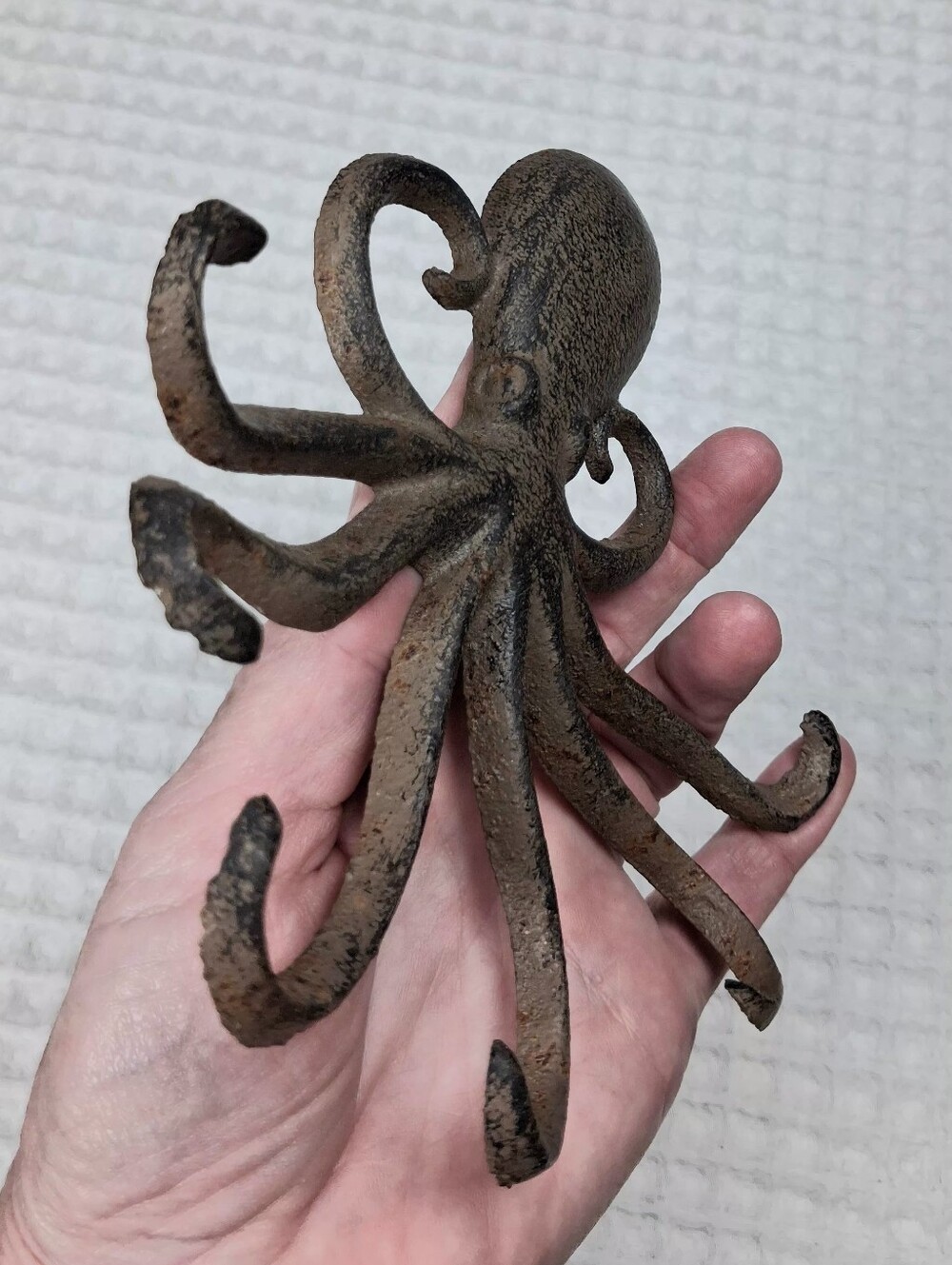 Brown Cast Iron Octopus Key Hook/Hanger 6 Arms - Picture 7 of 11